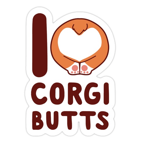 I Heart Corgi Butts Die Cut Sticker
