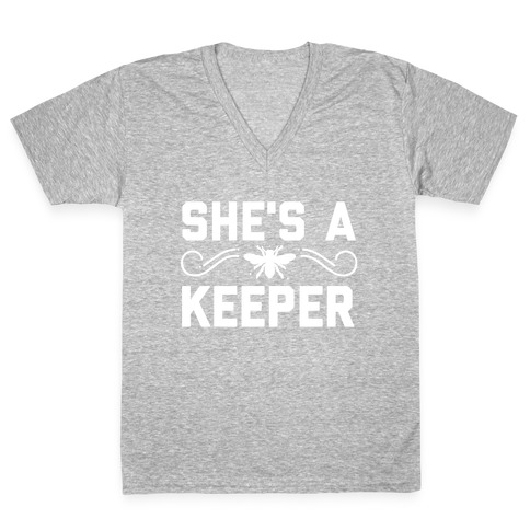 She's A (Bee) Keeper  V-Neck Tee Shirt