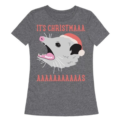 It's Christmas Screaming Opossum Womens T-Shirt