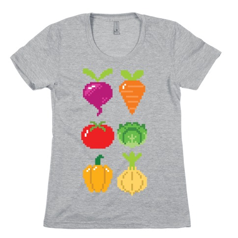 Pixel Vegetable Pattern Womens T-Shirt