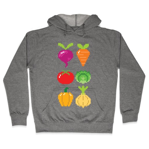 Pixel Vegetable Pattern Hooded Sweatshirt