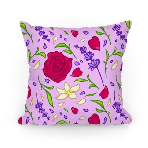 Tea Leaves And Flowers Pattern Pillow
