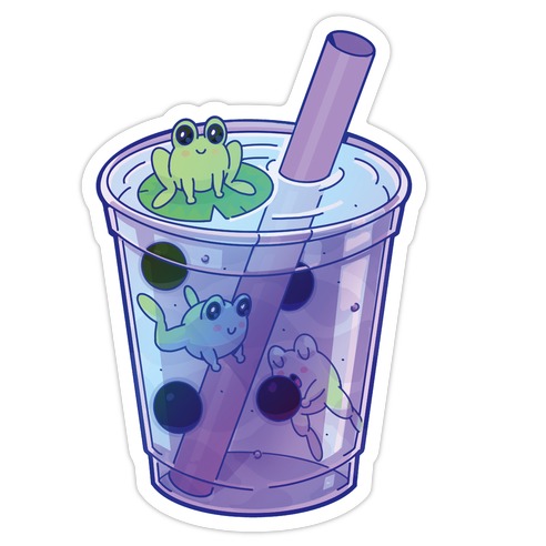 Kawaii Boba Frogs Die Cut Sticker