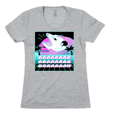 Screaming Retrowave Possum Womens T-Shirt