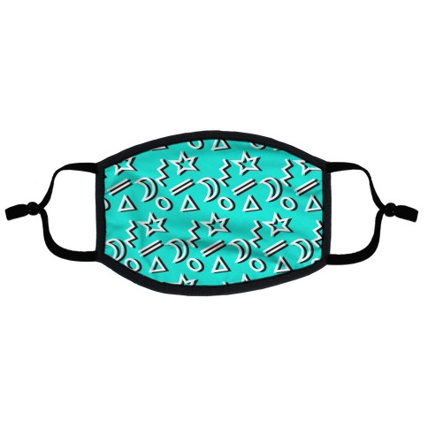 90's Teal Party Pattern Flat Face Mask