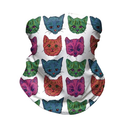 Colorful Kitten Square Pattern Neck Gaiter