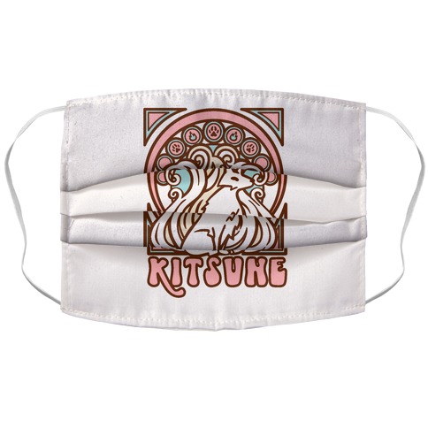 Art Nouveau Kitsune Accordion Face Mask