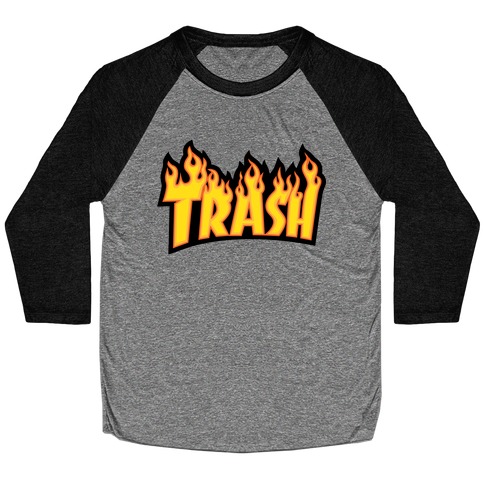 Trash Thrasher Logo Parody Baseball Tee