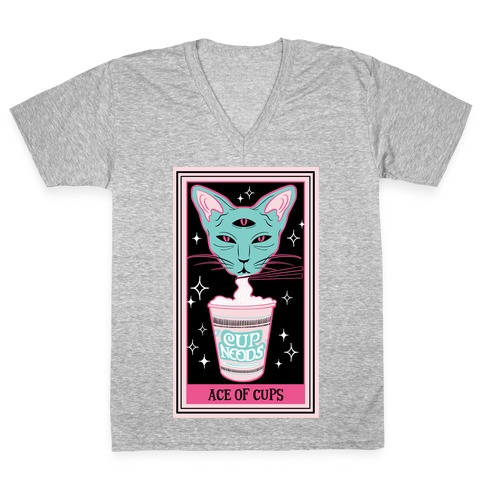 Creepy Cute Tarots: Ace of Cups V-Neck Tee Shirt