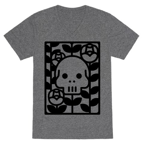 Flower Skull V-Neck Tee Shirt