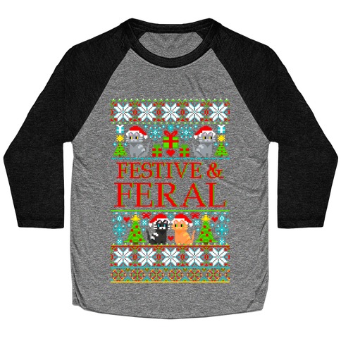 Festive and Feral Sweater Pattern Baseball Tee