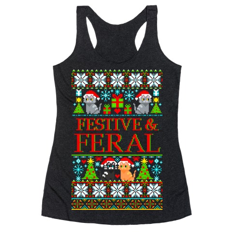Festive and Feral Sweater Pattern Racerback Tank Top