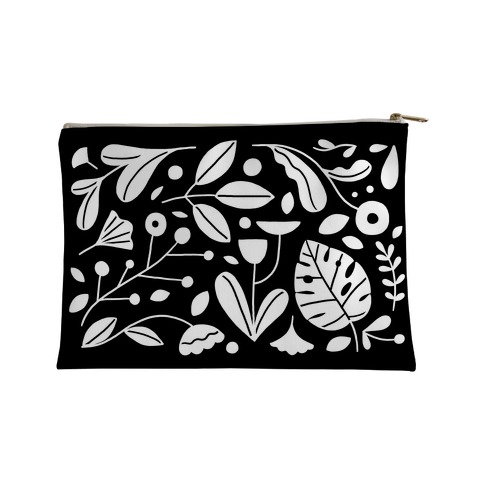 Black and White Plant Pattern Accessory Bag
