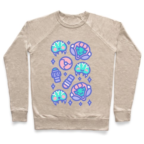 Kawaii Pastel Space Bounty Hunter and Aliens Parody Pattern Pullover