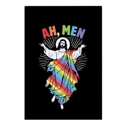 https://images.lookhuman.com/render/standard/hfvExggAxbXlZPF1uBrUst3tnRI3vziS/gardenflag-whi-one_size-t-ah-men-gay-jesus.jpg