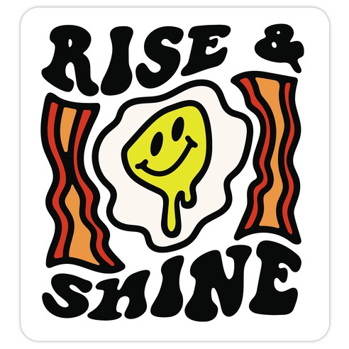 Rise And Shine Smiley Face Groovy Aesthetic Die Cut Sticker