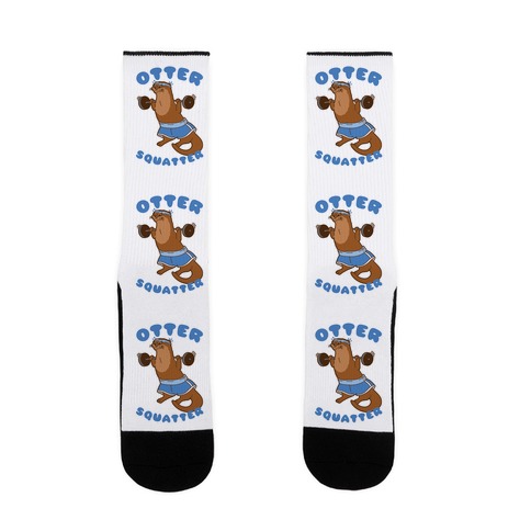 Otter Squatter White Print Sock