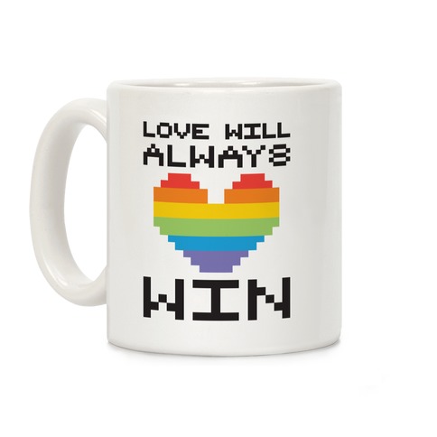 Love Will Always Win Pixel Heart Coffee Mug