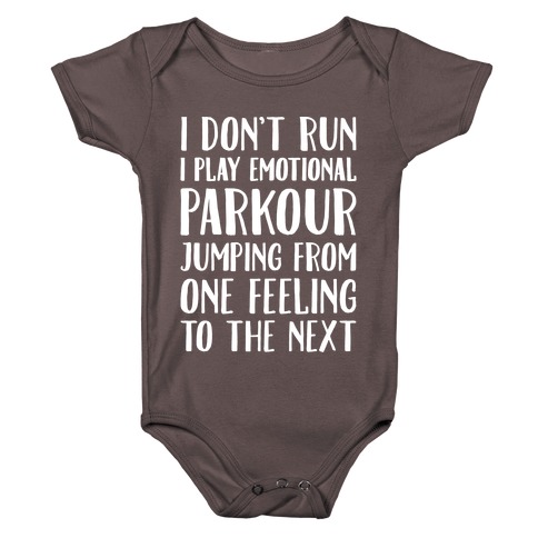 Emotional Parkour Funny Running Parody White Print Baby One-Piece