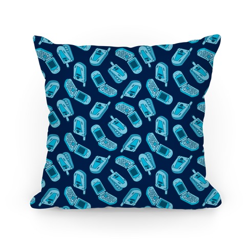 Blue Flip Phone Pattern Pillow