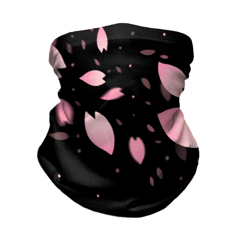Cherry Blossom Petals (Black) Neck Gaiter