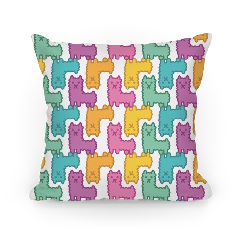 Pastel Llama Pattern Pillow