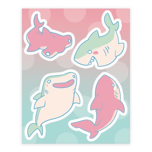 Happy Sharks Stickers and Decal Sheet