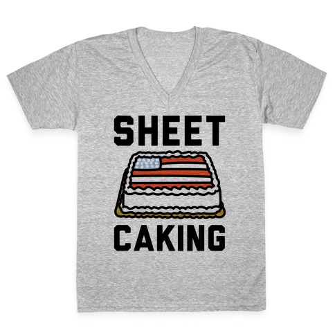 Sheet Caking V-Neck Tee Shirt