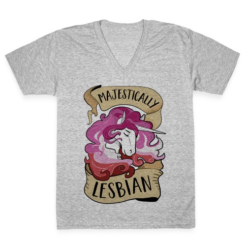 Majestically Lesbian V-Neck Tee Shirt