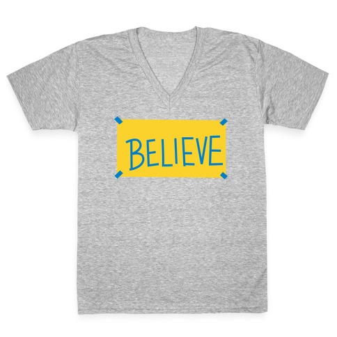 Believe Locker Room Poster V-Neck Tee Shirt