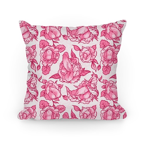 Floral Penis Pattern Pink Pillow