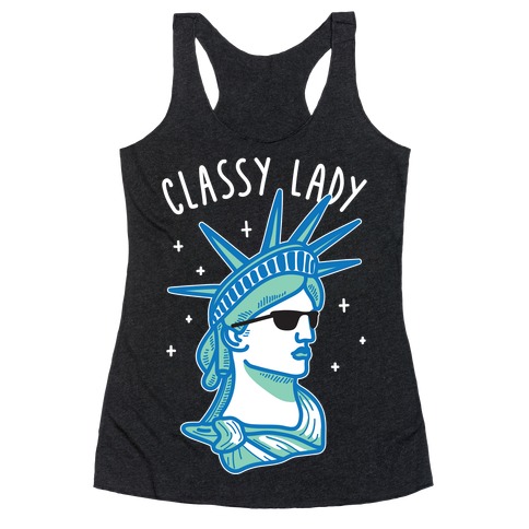 Classy Lady Liberty (White) Racerback Tank Top