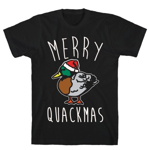 Merry Quackmas Duck Christmas Parody White Print T-Shirt