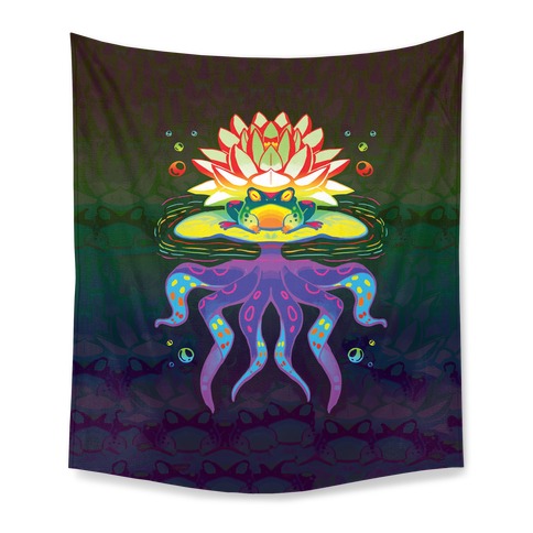 Psychedelic Lily Frog Tapestry