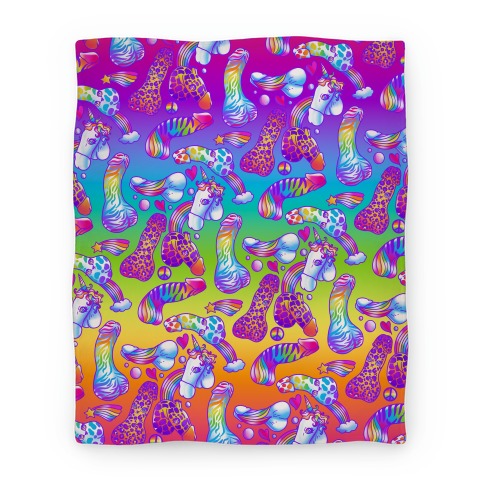 90s Neon Rainbow Penis Pattern Blanket