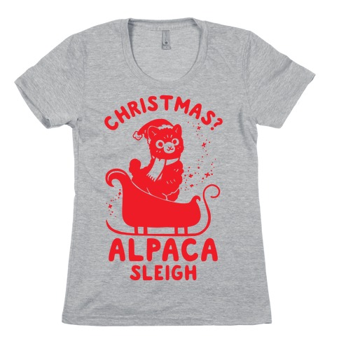 Christmas Alpaca Sleigh Womens T-Shirt