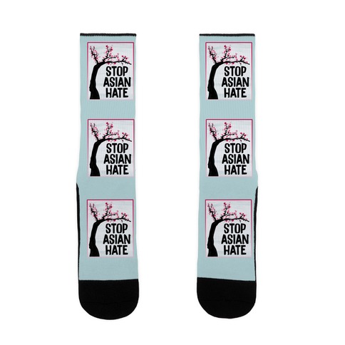 Stop Asian Hate Plum Blossoms Sock