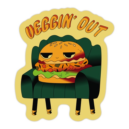 Veggin' Out Veggie Burger Die Cut Sticker