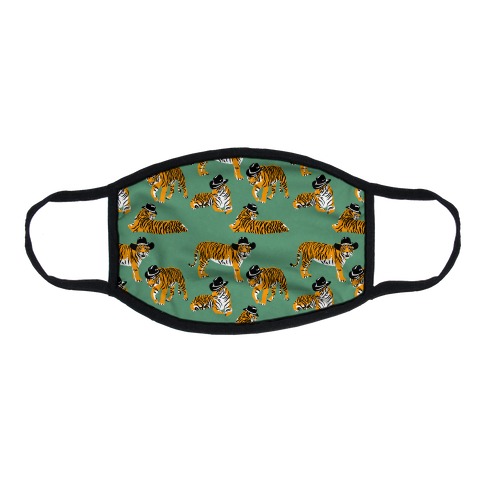 Tigers in Cowboy Hat Pattern Flat Face Mask