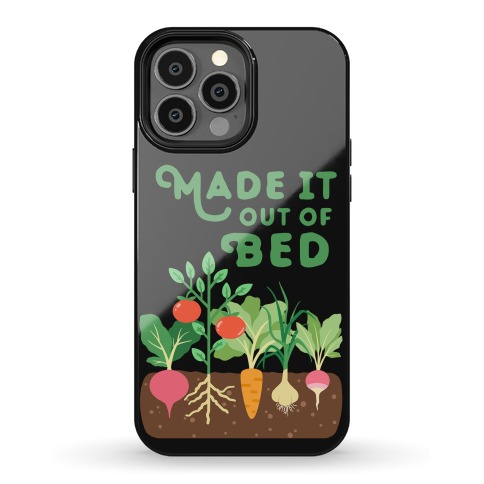 Made It Out Of Bed (vegetables) (black) Phone Case