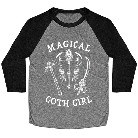 Magical Goth Girl White Baseball Tee