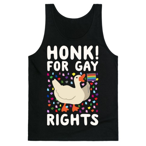 Honk For Gay Rights White Print Tank Top