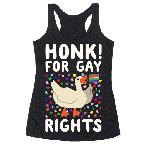 Honk For Gay Rights White Print Racerback Tank Top