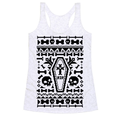 Coffins and Skulls Ugly Sweater Racerback Tank Top