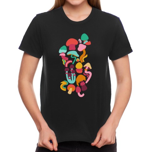 Retro Groovy Mushroom Pattern T-Shirts | LookHUMAN