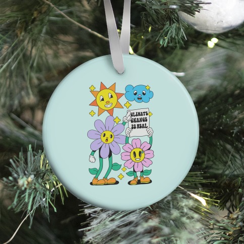 Climate Change Is Real Cartoon Ornament
