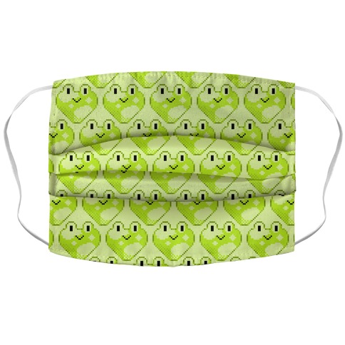 Pixel Frog Hearts Accordion Face Mask