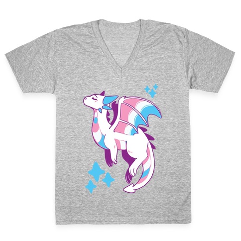 Trans Pride Dragon V-Neck Tee Shirt
