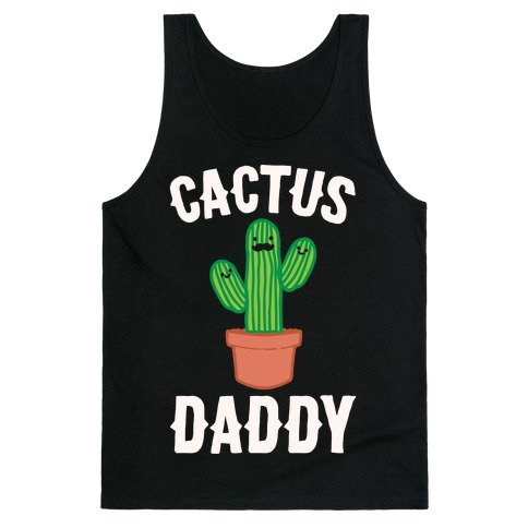 Cactus Daddy White Print Tank Top