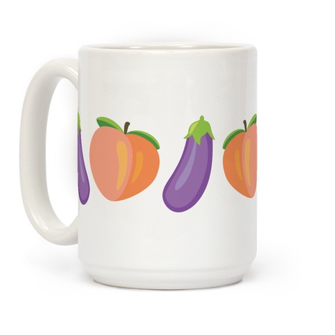 Peaches and Eggplants Emojis Pattern Art Print